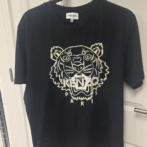 Kenzo Black Tee with Cream Tiger Design